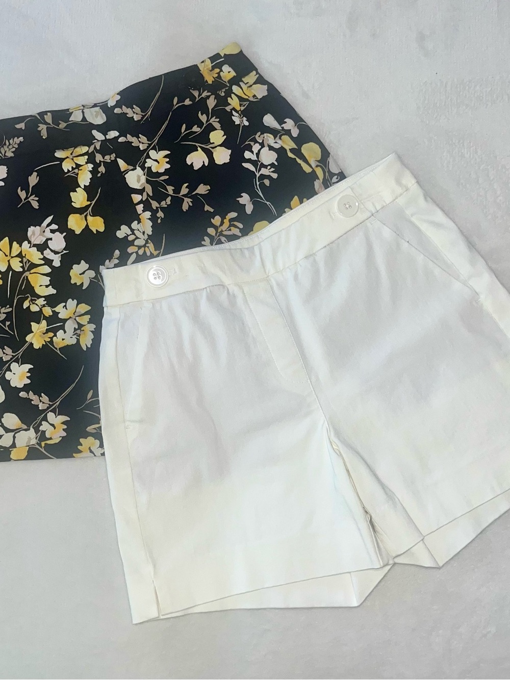 White High-Rise Button-Trim Women’s Shorts